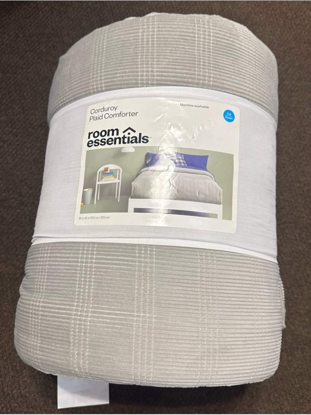 Room Essentials Full/Queen Corduroy Plaid Reversible Comforter
